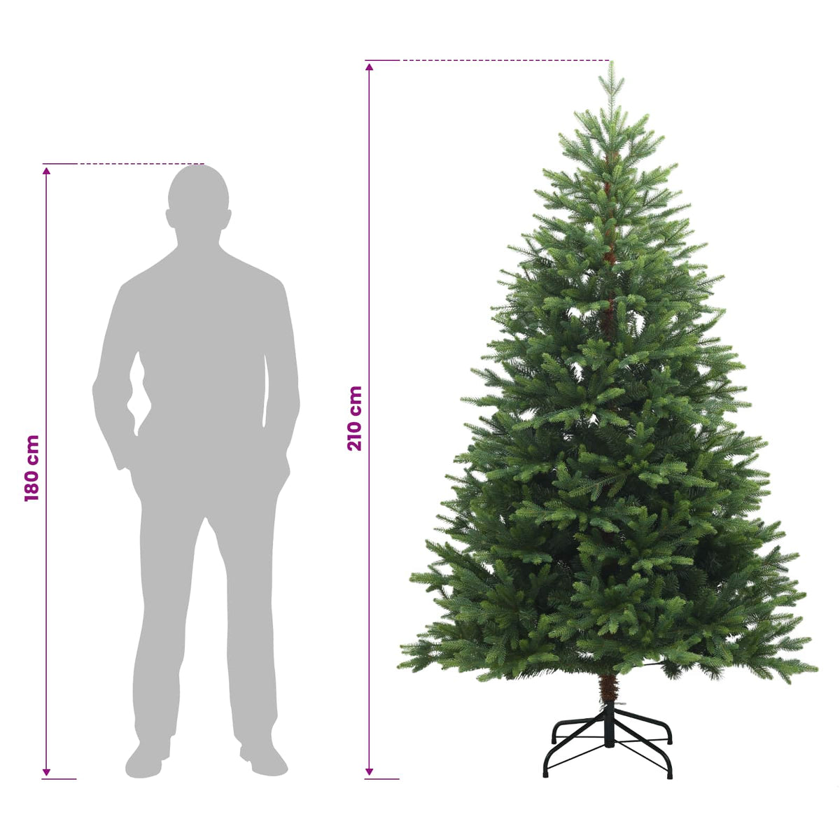 Dirbtinė Sulankstoma Kalėdų Eglutė 210 cm PVC ir metalas Žalia