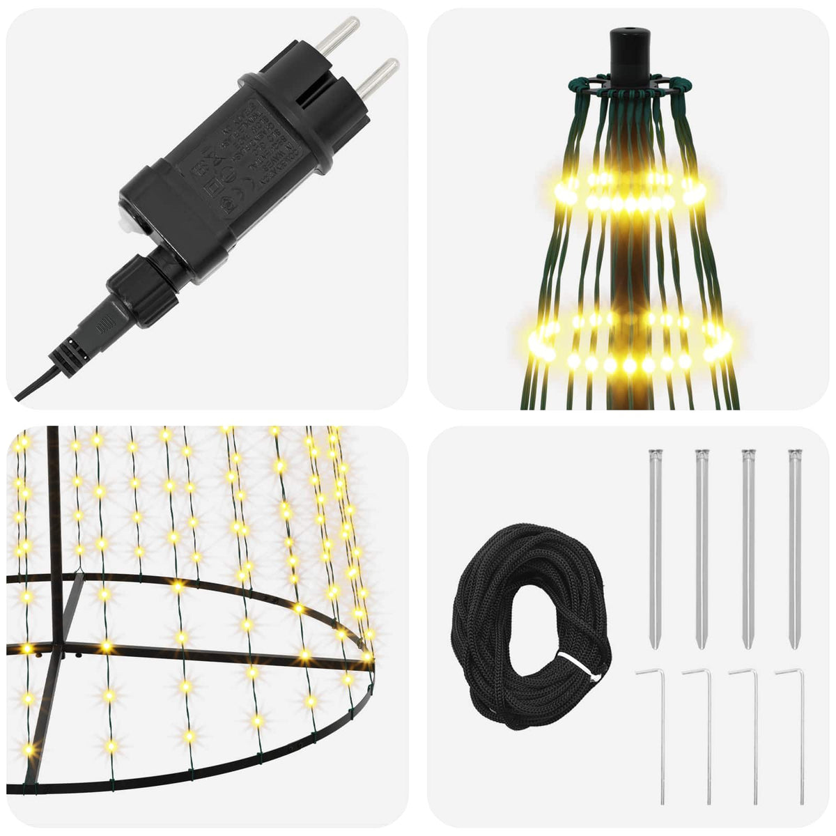 LED Kalėdų medis 385 cm 1148 LED Šilta balta Geležis Juoda