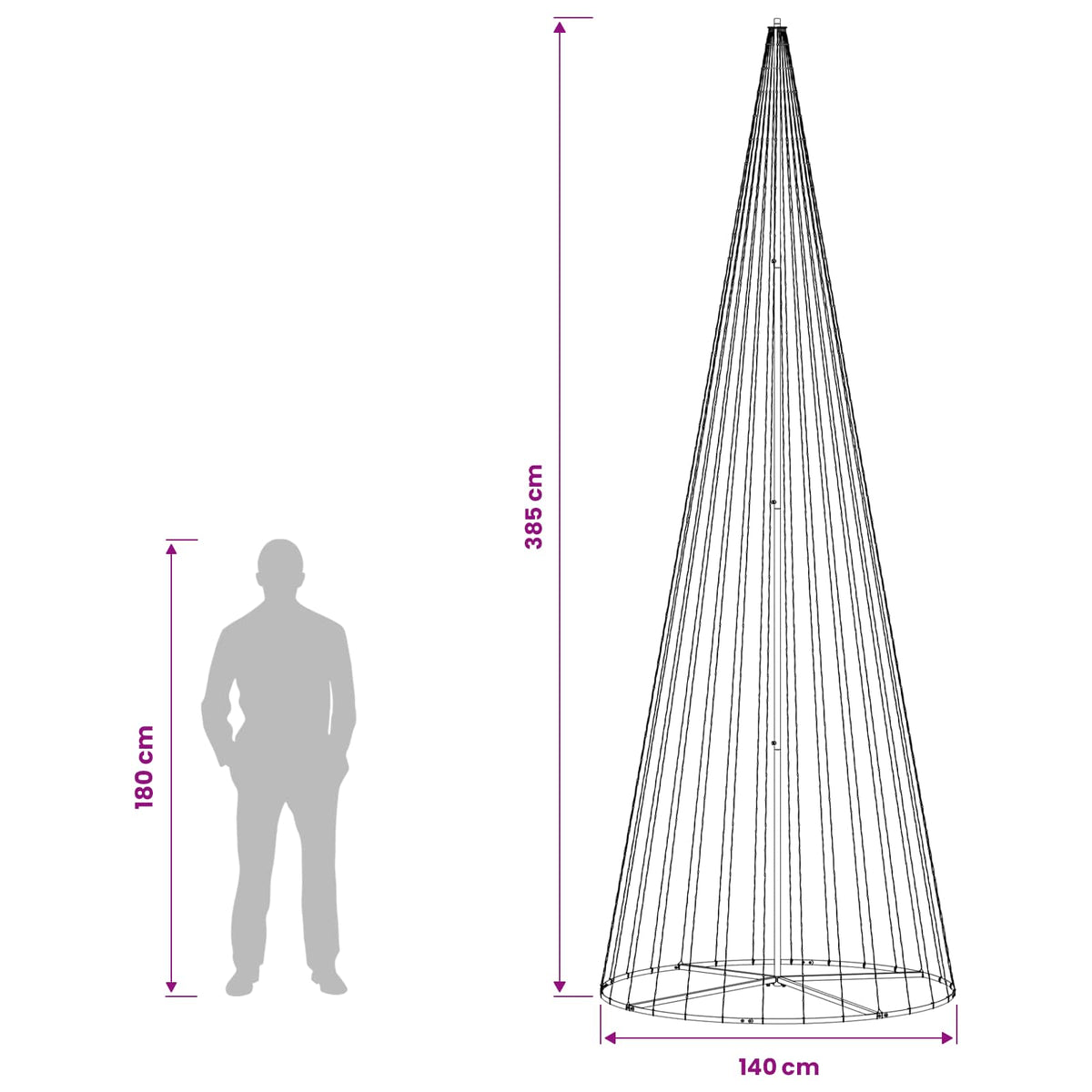 LED Kalėdų medis 385 cm 1148 LED Šilta balta Geležis Juoda