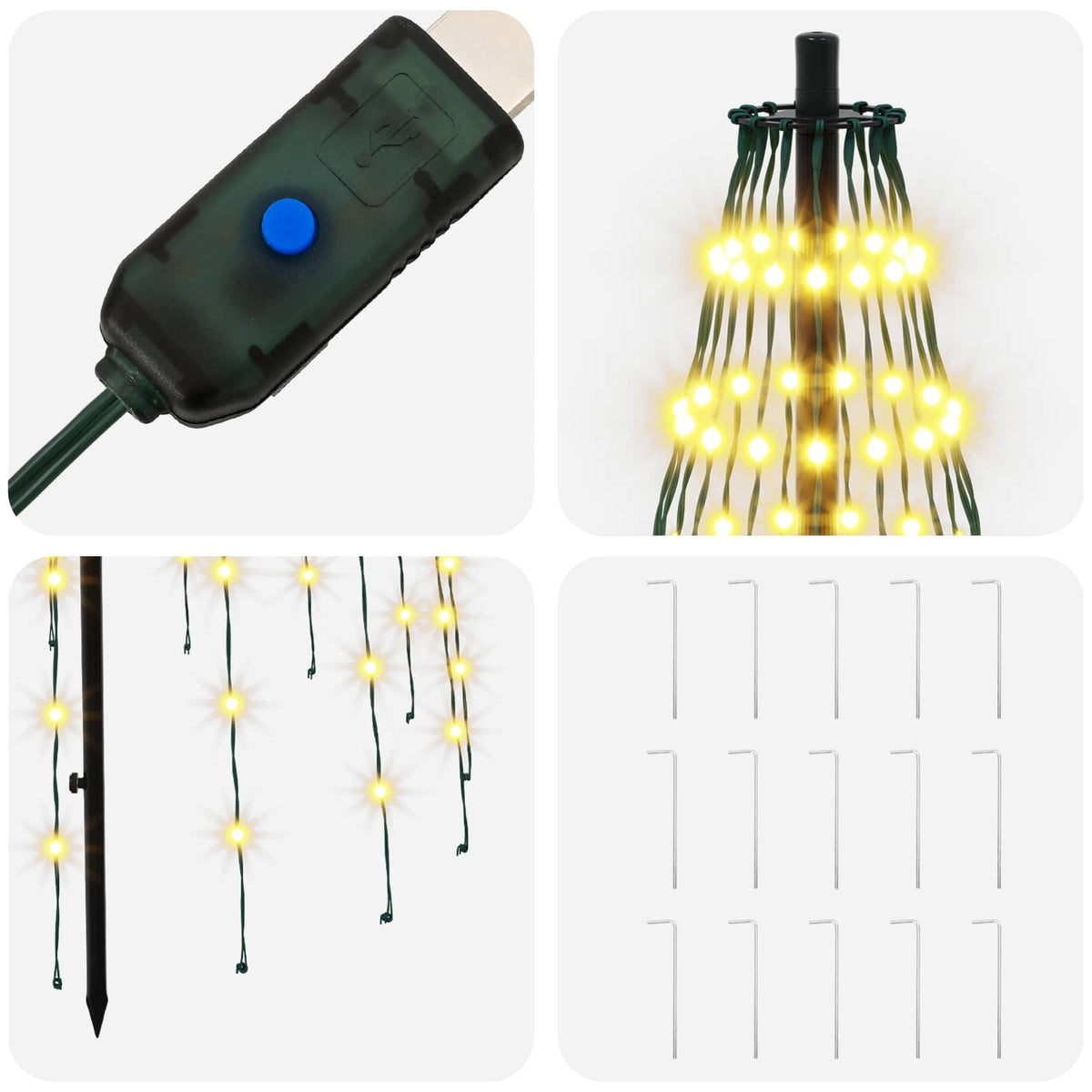 LED Kalėdų medis 165 cm 270 LED Šilta balta Geležis Juoda