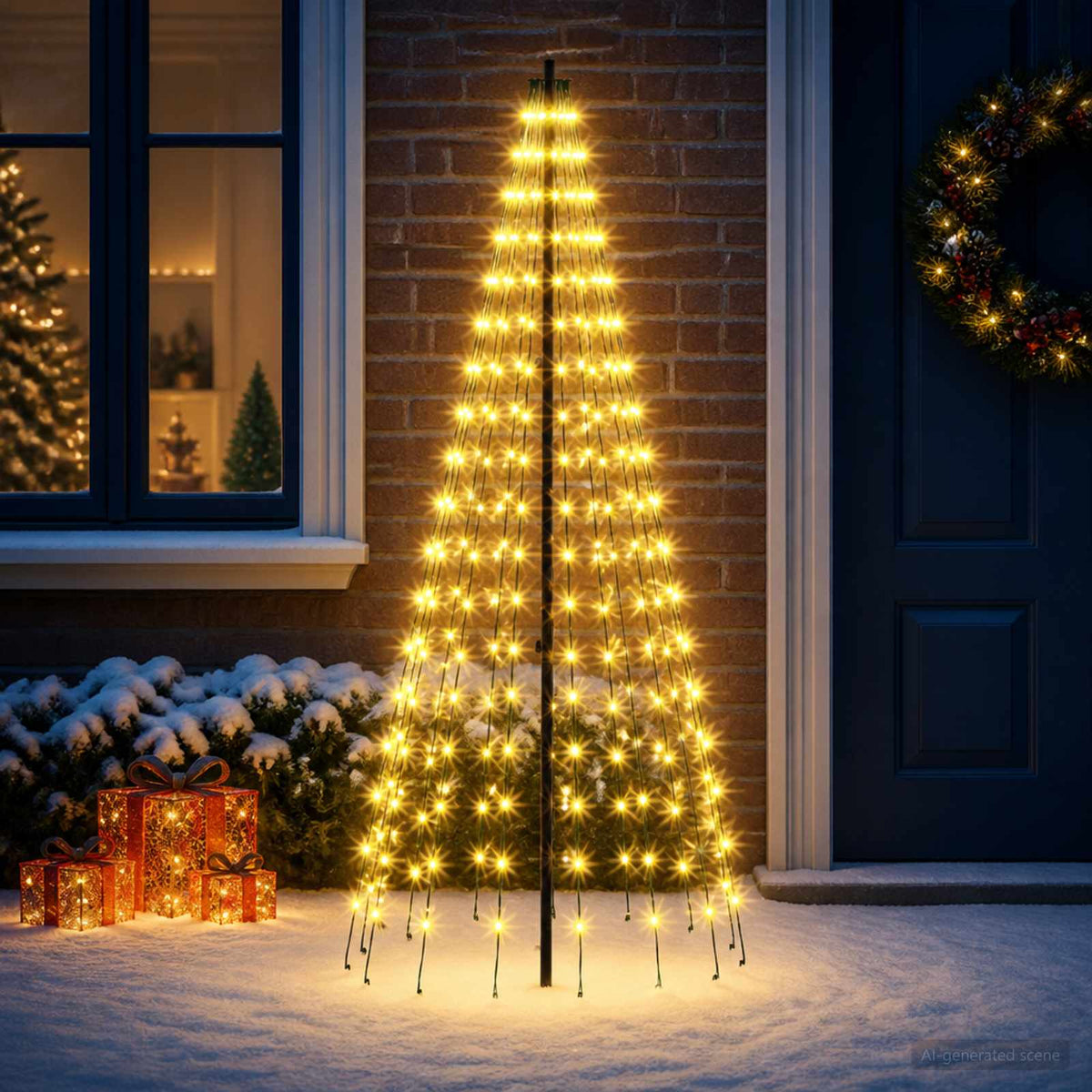 LED Kalėdų medis 165 cm 270 LED Šilta balta Geležis Juoda