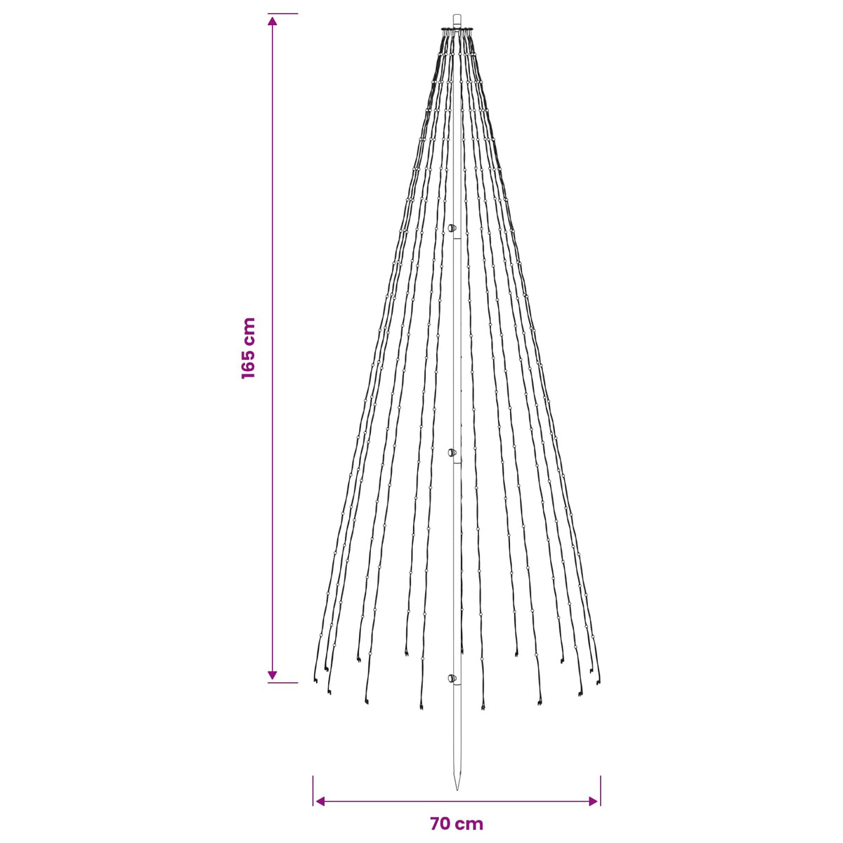 LED Kalėdų medis 165 cm 270 LED Šilta balta Geležis Juoda
