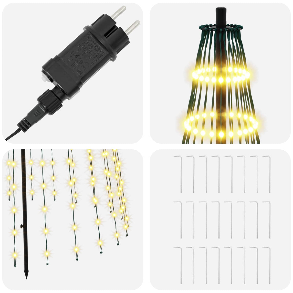 LED Kalėdų medis 285 cm 744 LED Šilta balta Geležis Juoda