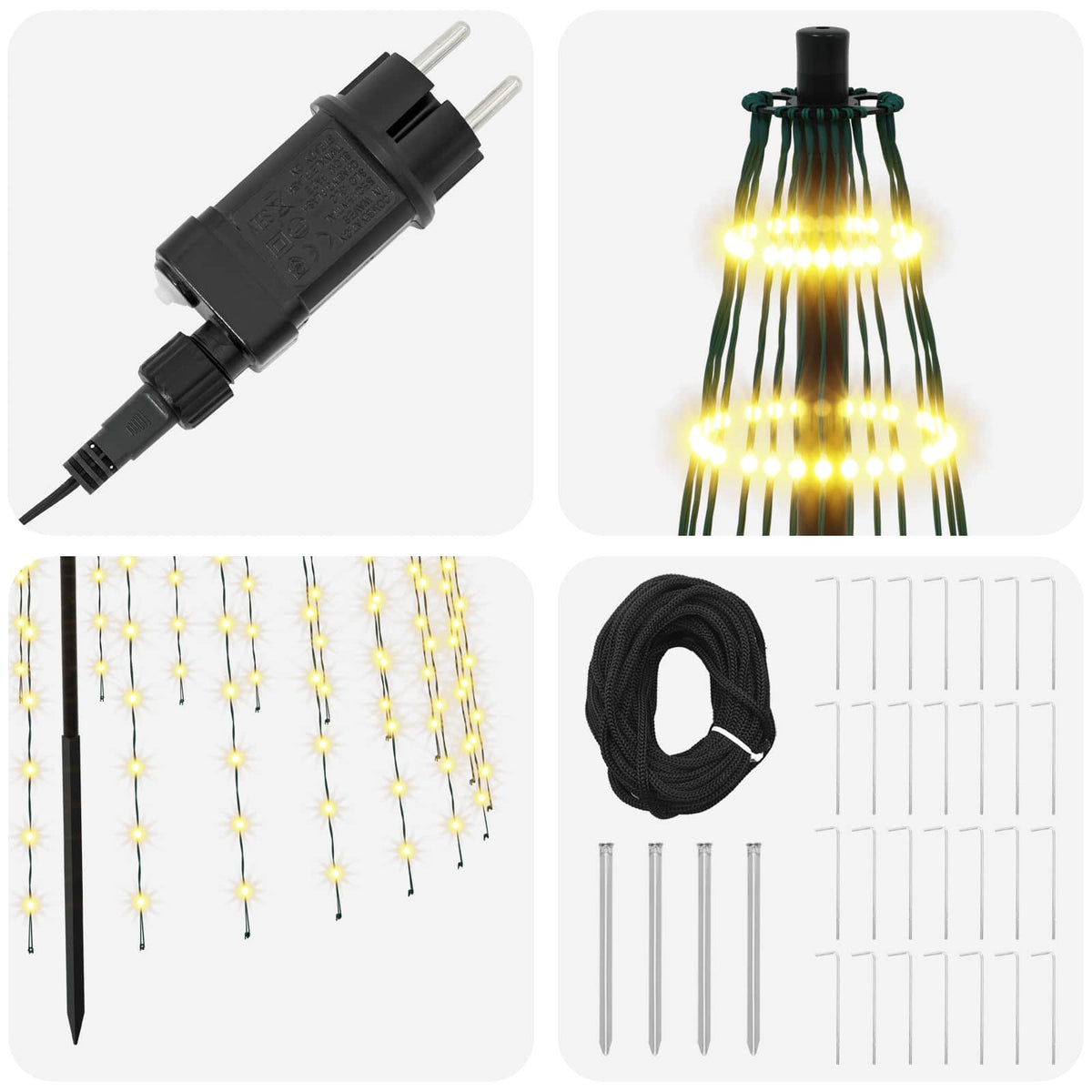 LED Kalėdų medis 385 cm 1148 LED Šilta balta Geležis Juoda
