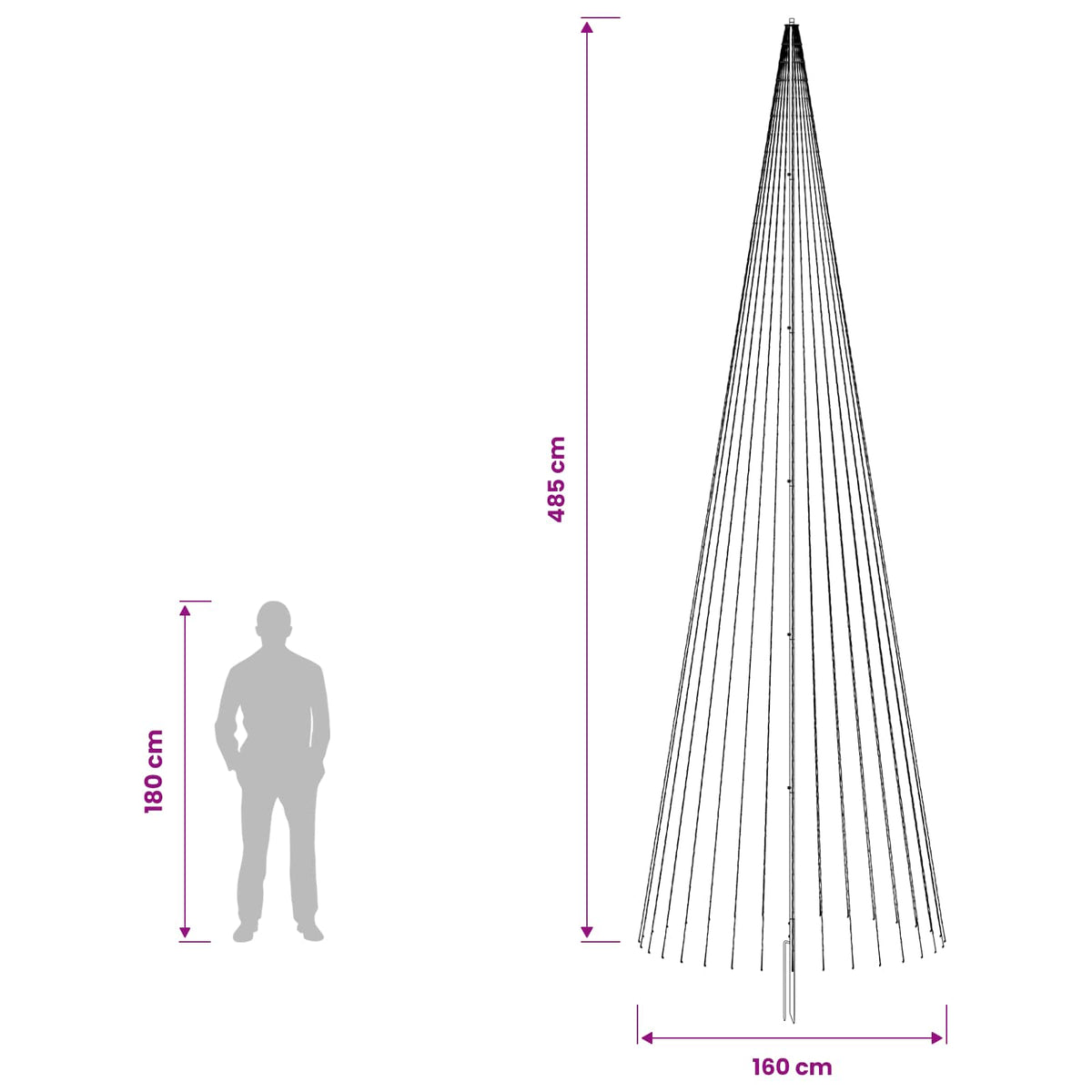 LED Kalėdų medis 485 cm 1632 LED Šilta balta Geležis Juoda