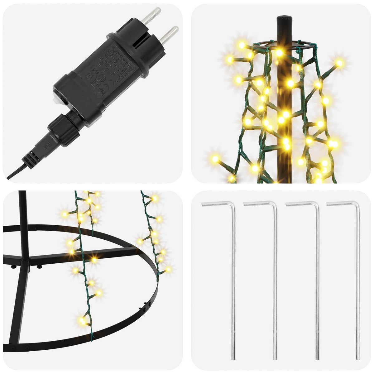 LED kalėdinė eglutė 165 cm 540 LED Šilta balta Plienas Juoda