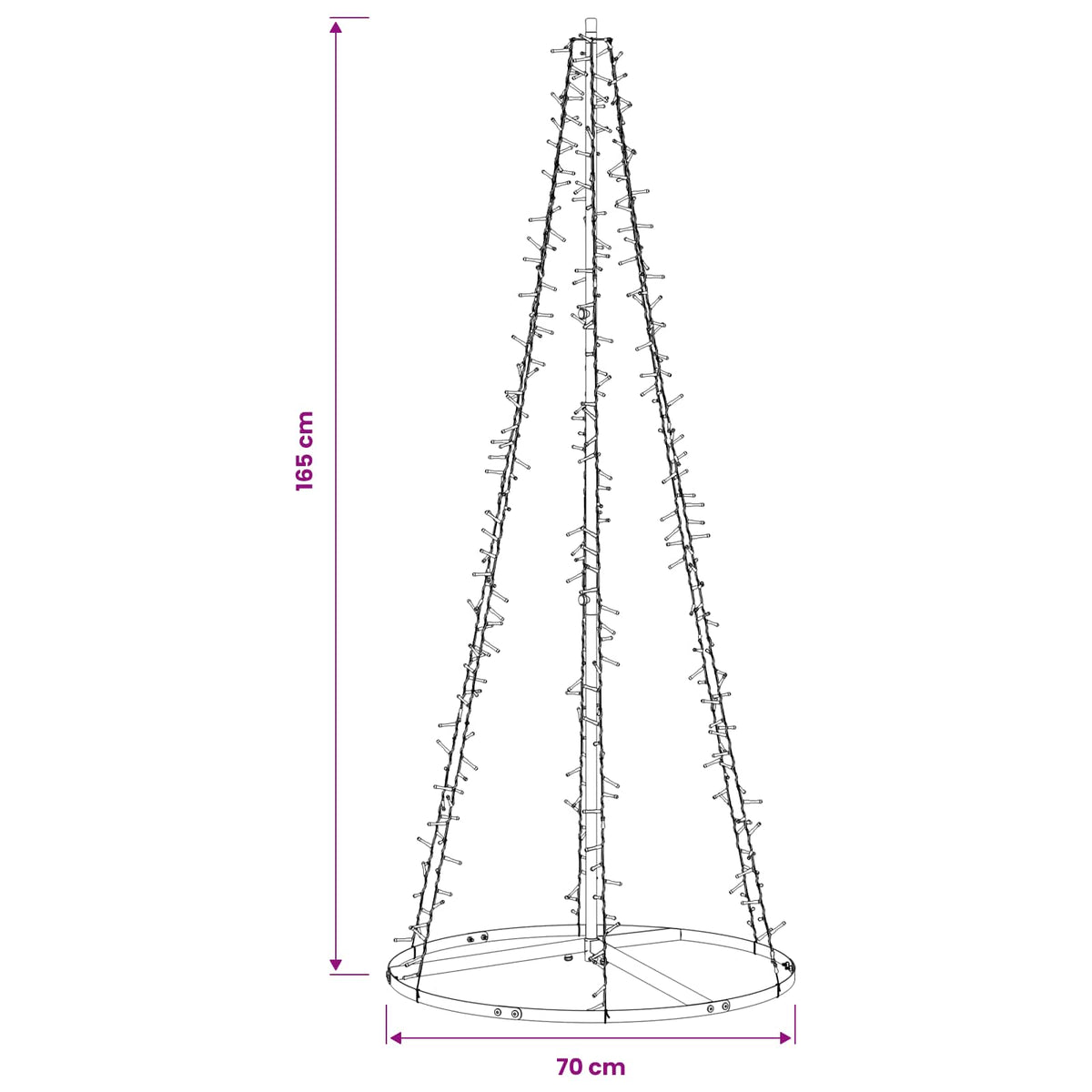 LED kalėdinė eglutė 165 cm 540 LED Šilta balta Plienas Juoda