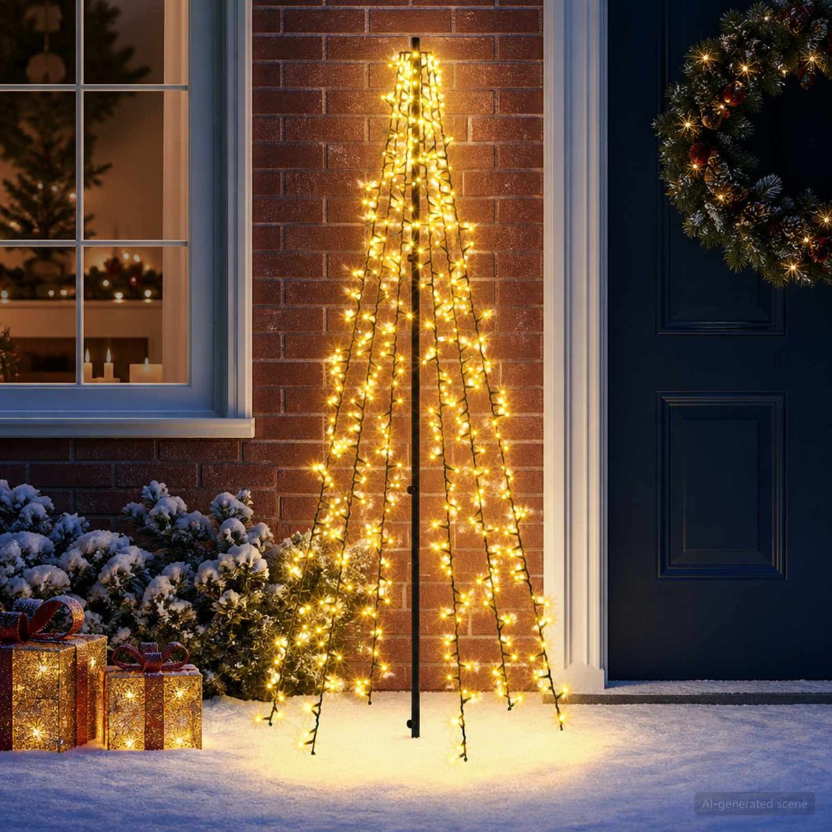 LED Kalėdų medis 165 cm 540 LED Šilta balta Plienas Juoda