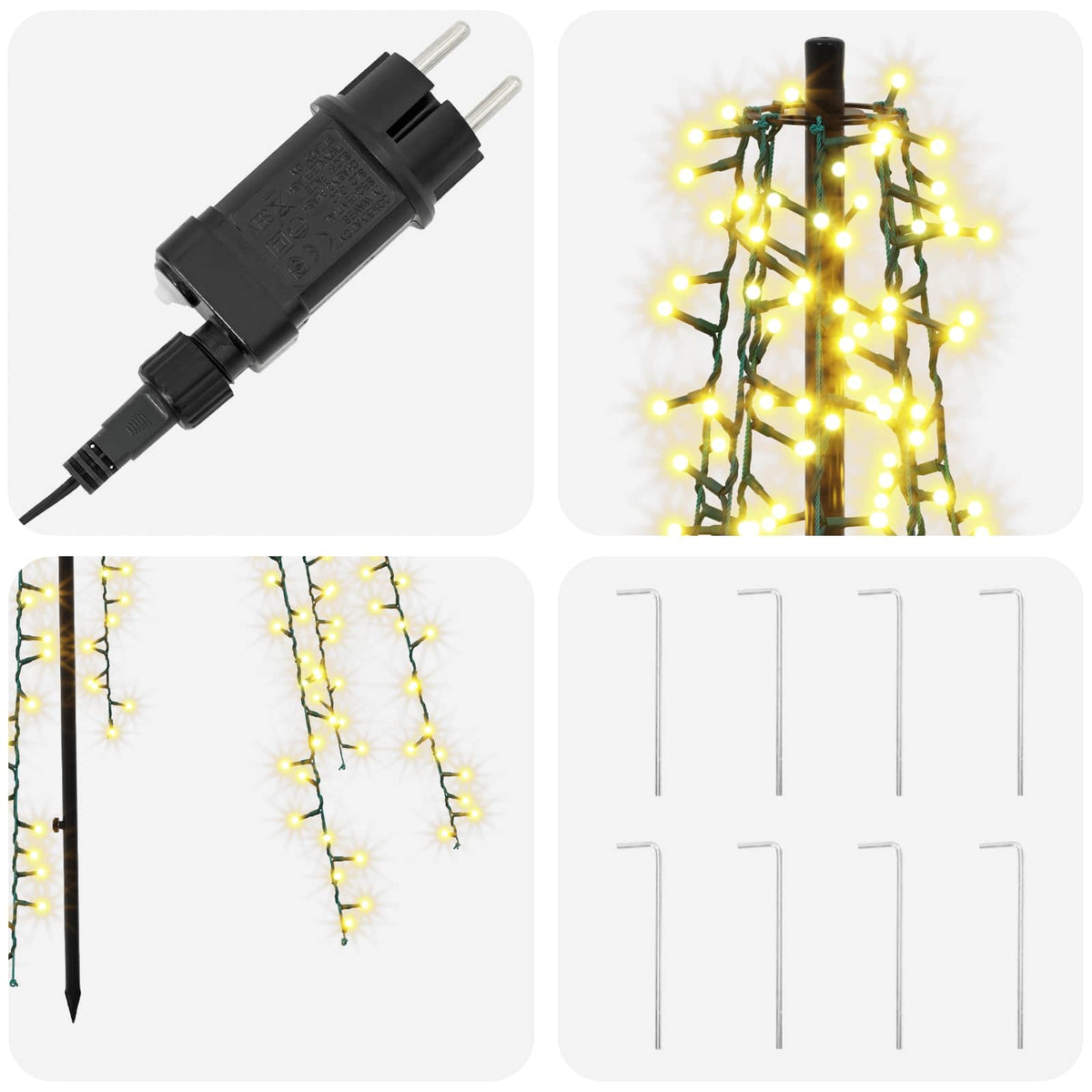LED Kalėdų medis 235 cm 1000 LED Šilta balta Plienas Juoda