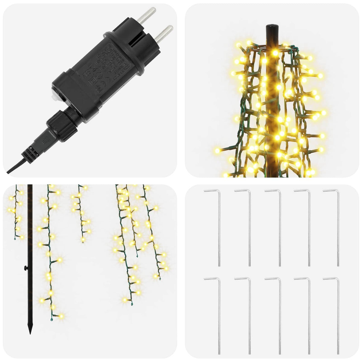 LED Kalėdų medis 285 cm 1550 LED Šilta balta Plienas Juoda
