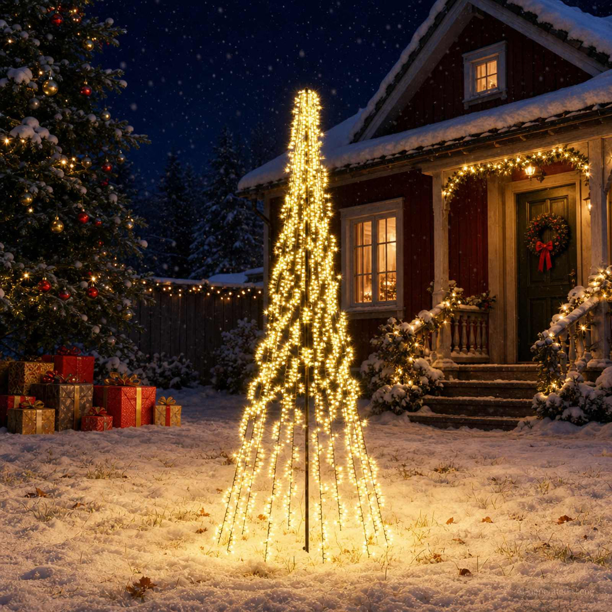 LED Kalėdų medis 285 cm 1550 LED Šilta balta Plienas Juoda