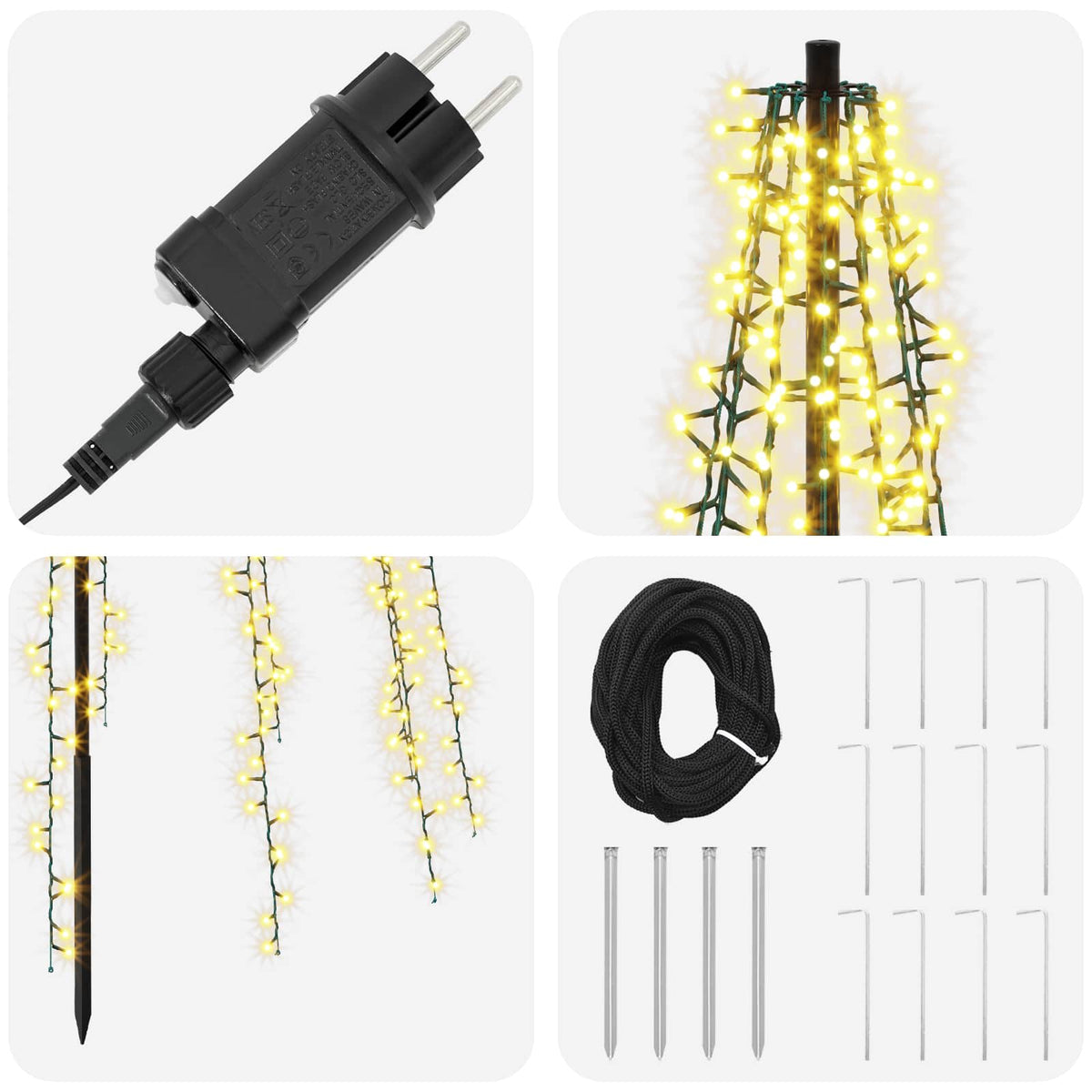 LED Kalėdų medis 385 cm 2460 LED Šilta balta Plienas Juoda