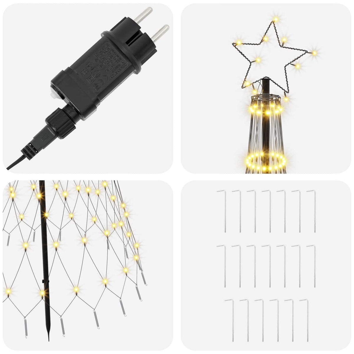 LED Kalėdų medis 180 cm 230 LED Šilta balta Geležis Juoda