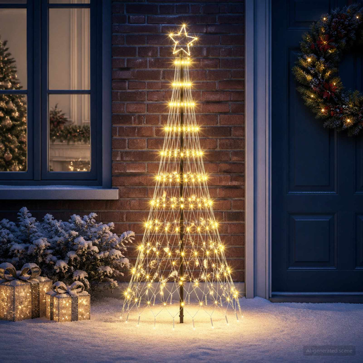 LED Kalėdų medis 180 cm 230 LED Šilta balta Geležis Juoda