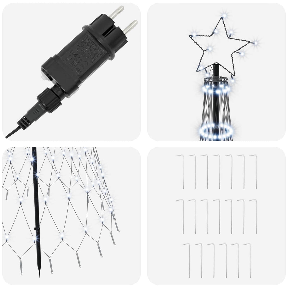 LED Kalėdų medis 180 cm 230 LED Šalta balta Geležis Juoda