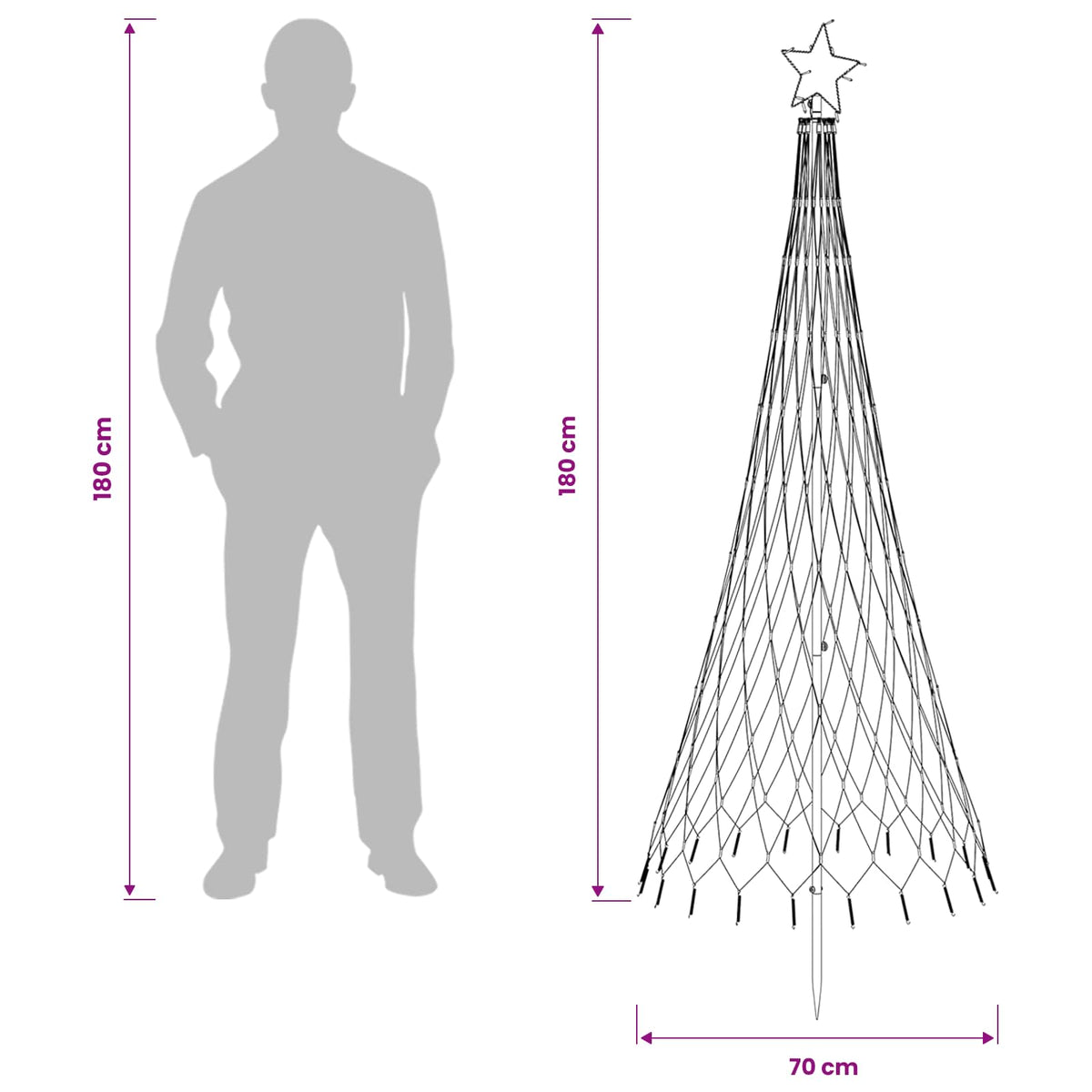 LED Kalėdų medis 180 cm 230 LED Šalta balta Geležis Juoda
