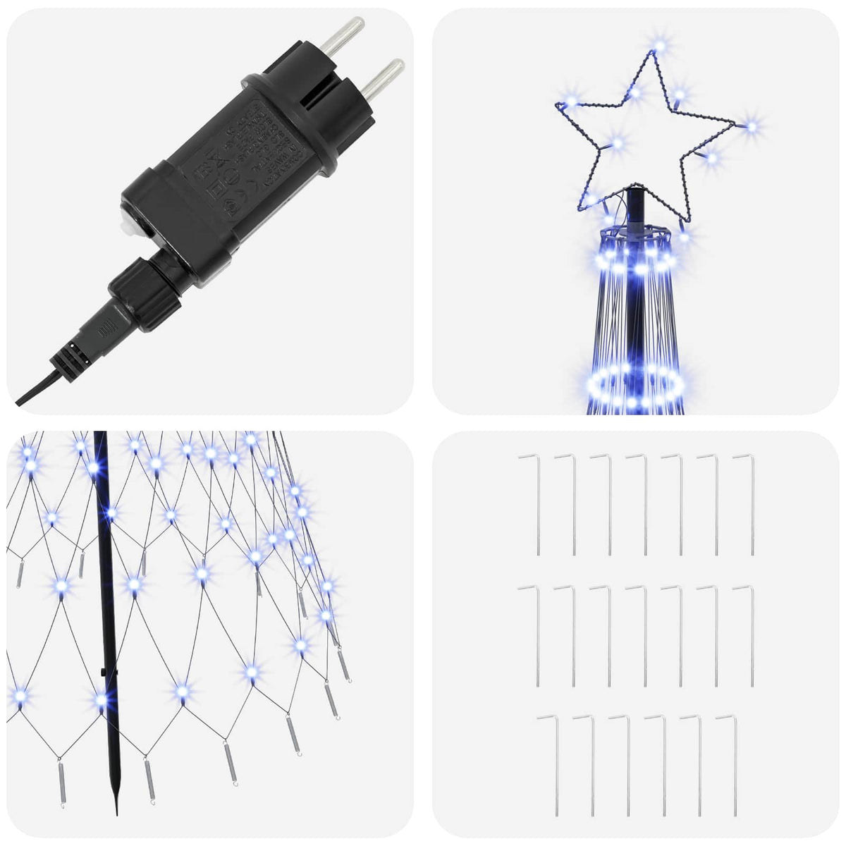 LED Kalėdų medis 180 cm 230 LED Mėlyna Geležis Juoda