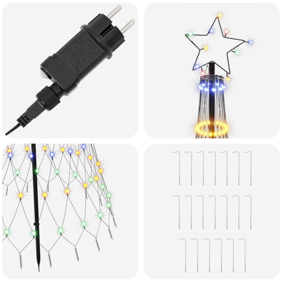 LED Kalėdų medis 180 cm 230 LED Įvairių spalvų Geležis Juoda
