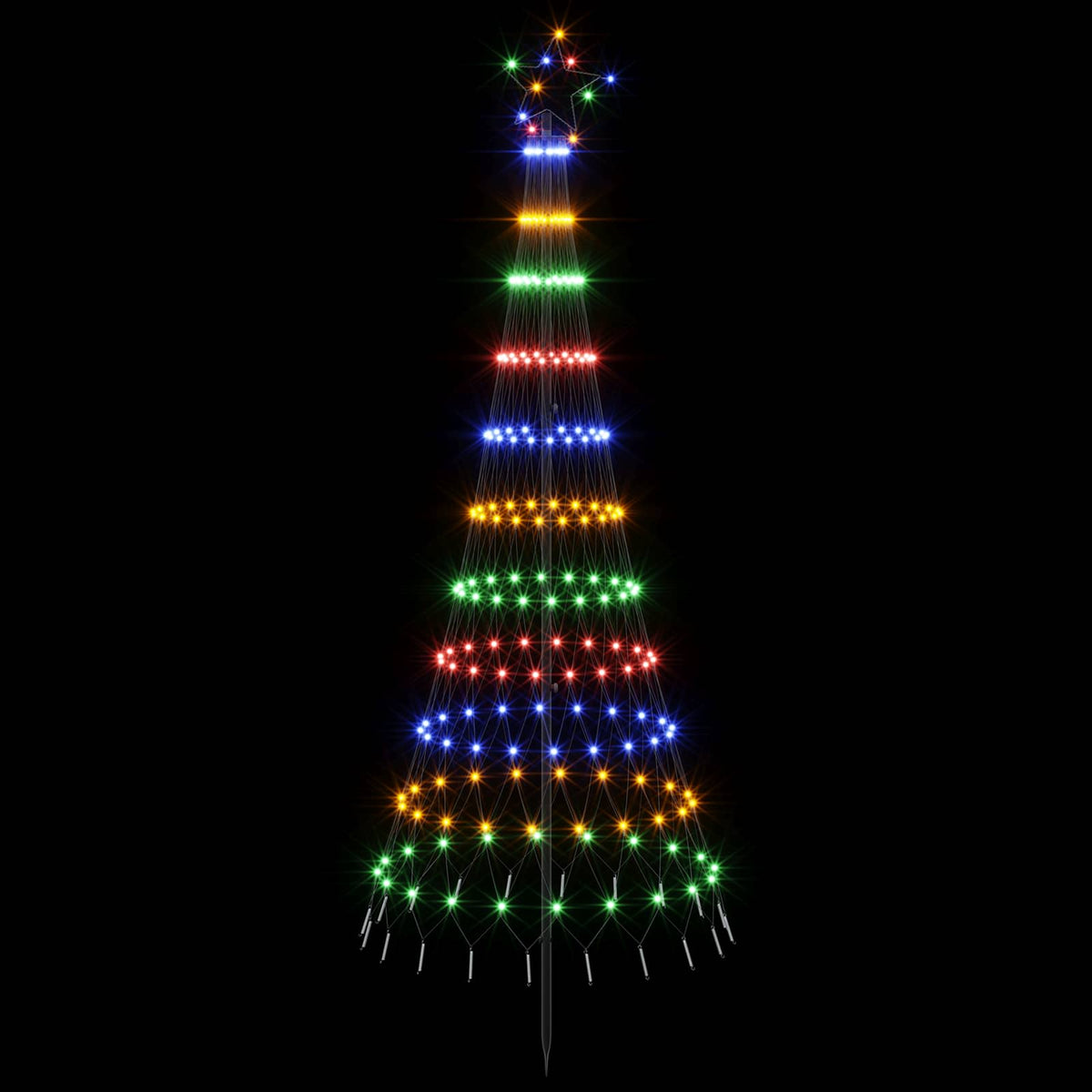 LED Kalėdų medis 180 cm 230 LED Įvairių spalvų Geležis Juoda