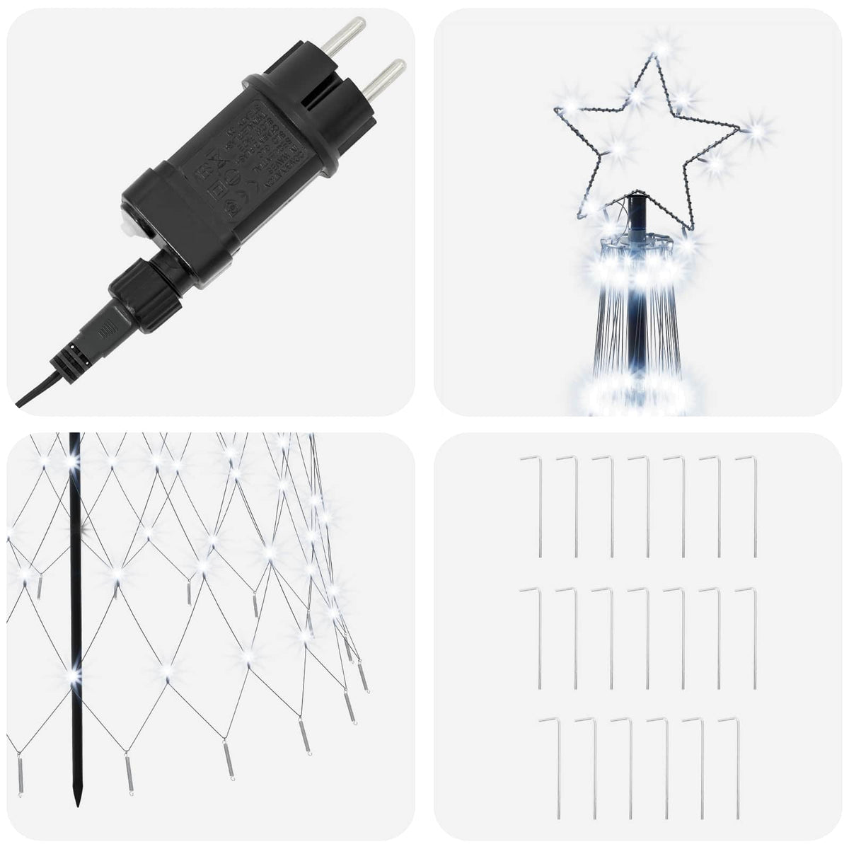 LED Kalėdų medis 250 cm 290 LED Šalta balta Geležis Juoda