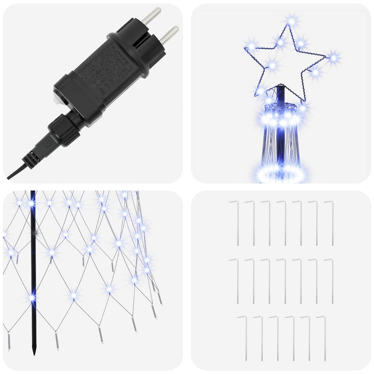 LED Kalėdų medis 250 cm 290 LED Mėlyna Geležis Juoda