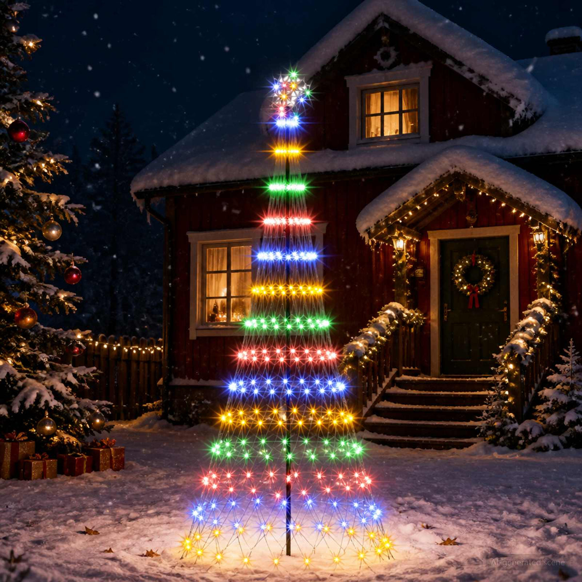 LED Kalėdų medis 250 cm 290 LED Įvairių spalvų Geležis Juoda