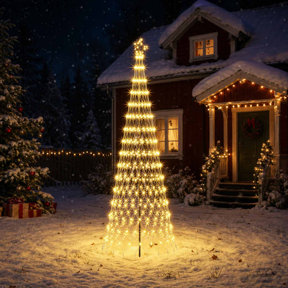 LED Kalėdų medis 300 cm 350 LED Šilta balta Geležis Juoda