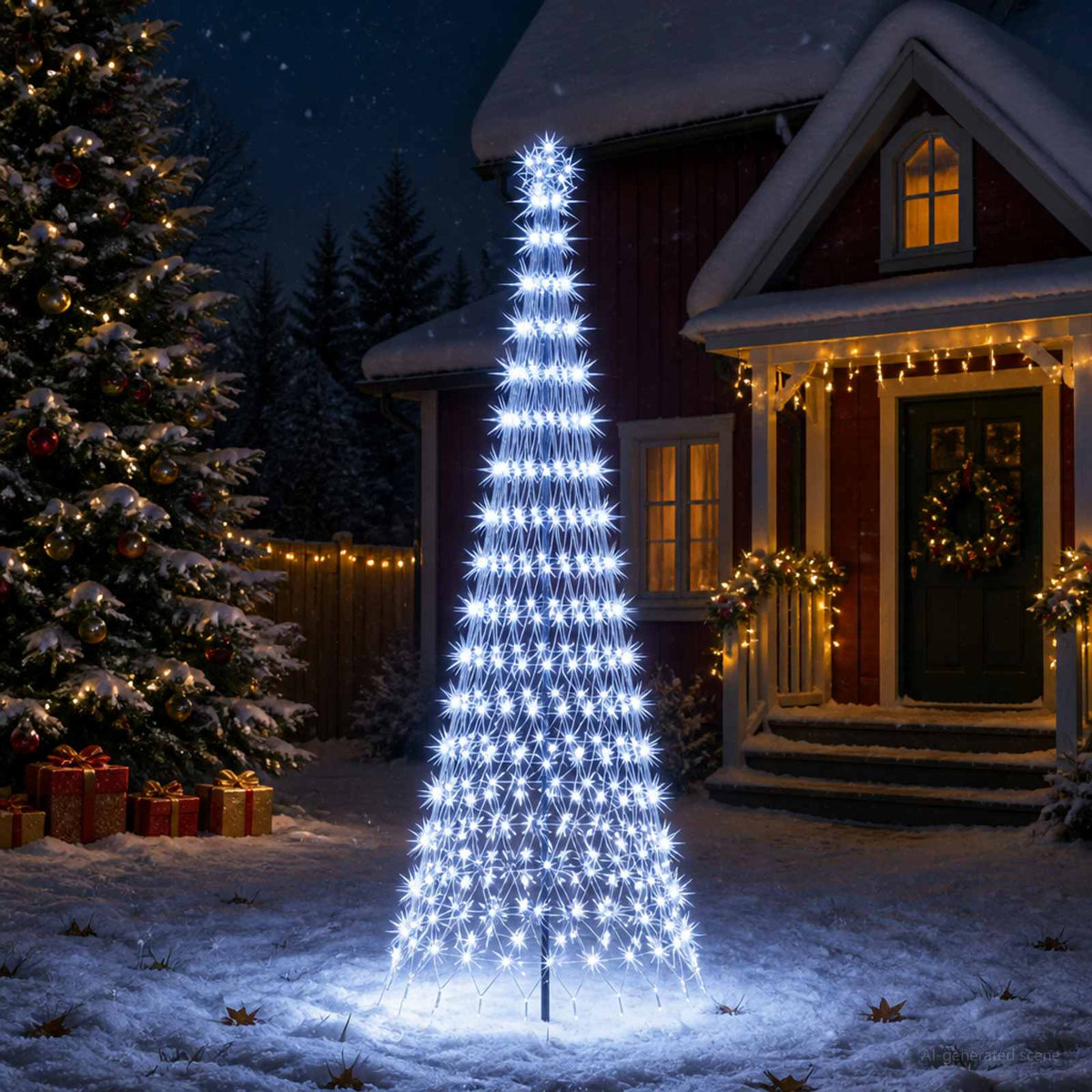 LED Kalėdų medis 300 cm 350 LED Šalta balta Geležis Juoda