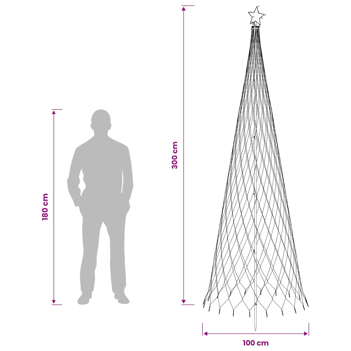 LED Kalėdų medis 300 cm 350 LED Mėlyna Geležis Juoda