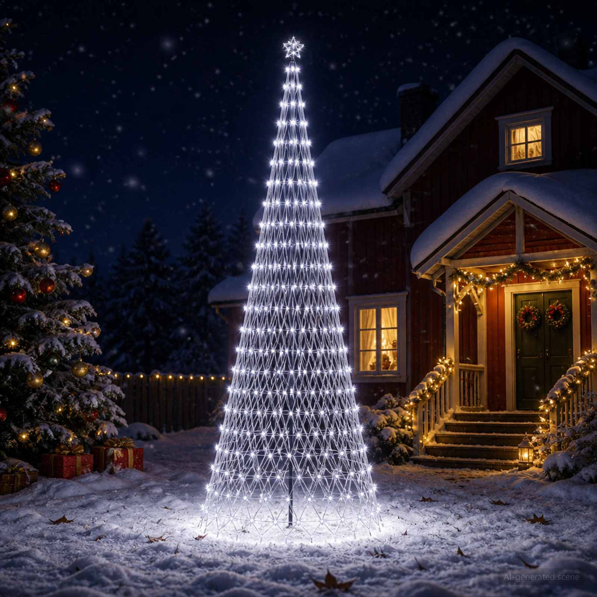 LED Kalėdų medis 400 cm 450 LED Šalta balta Geležis Juoda