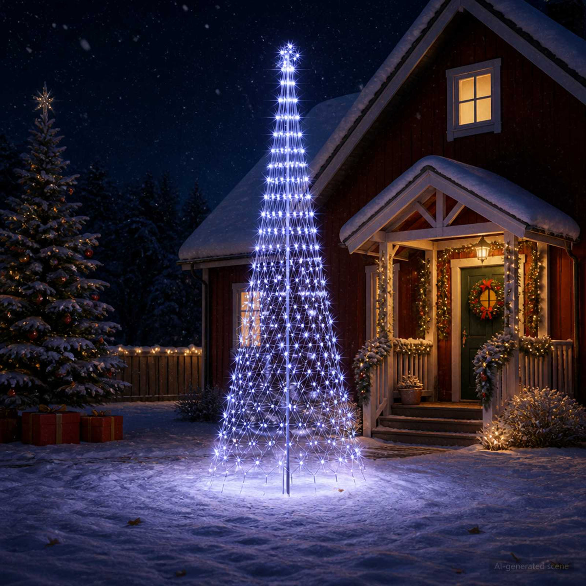 LED Kalėdų medis 400 cm 450 LED Mėlyna Geležis Juoda
