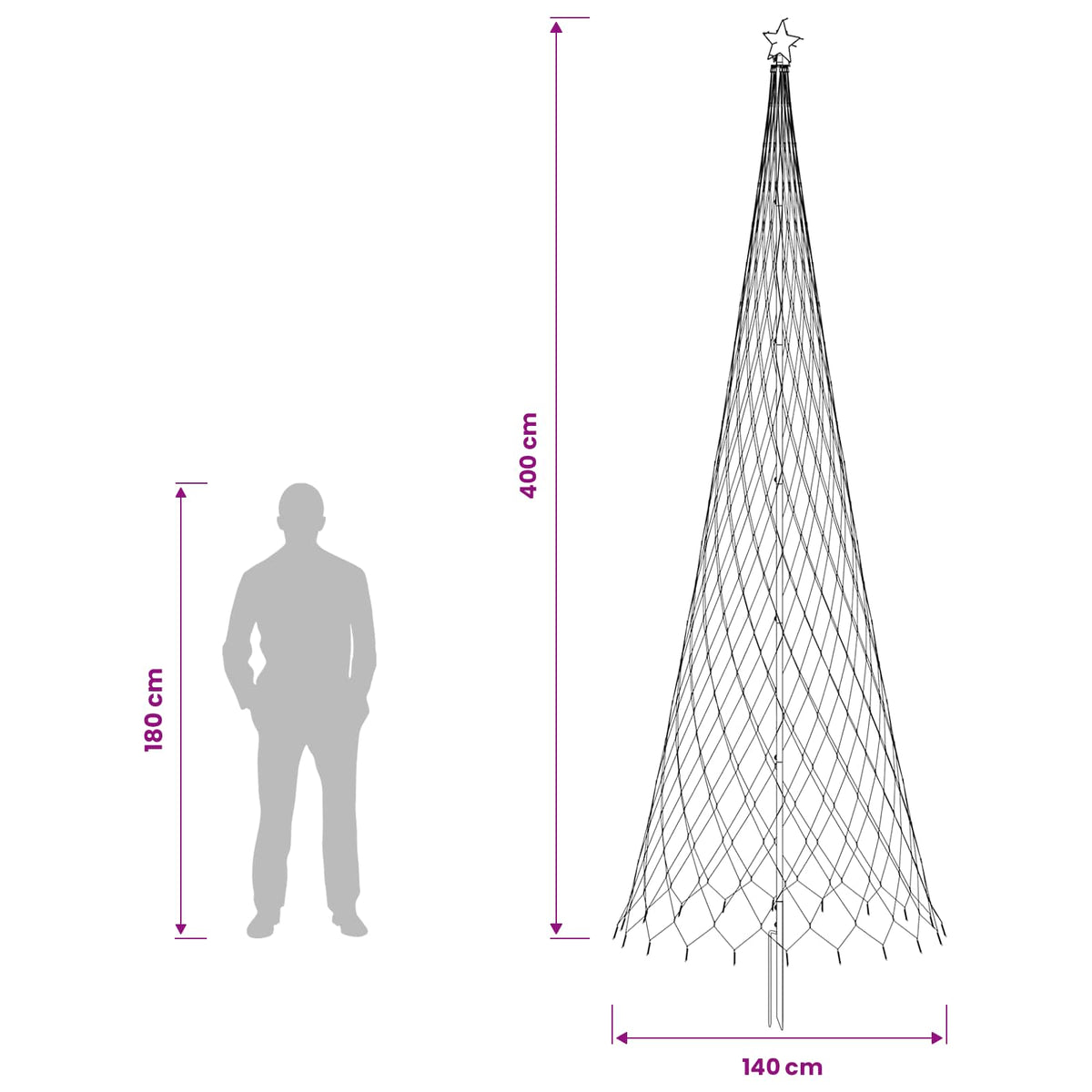 LED Kalėdų medis 400 cm 450 LED Mėlyna Geležis Juoda