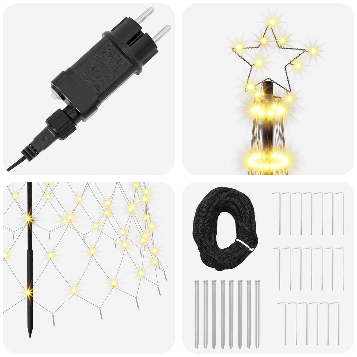 LED Kalėdų medis 500 cm 550 LED Šilta balta Geležis Juoda