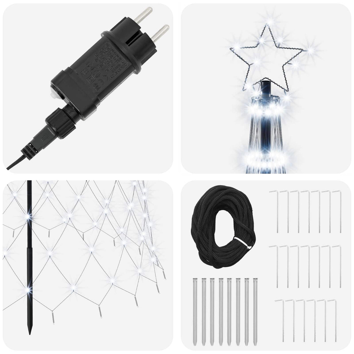 LED Kalėdų medis 500 cm 550 LED Šalta balta Geležis Juoda
