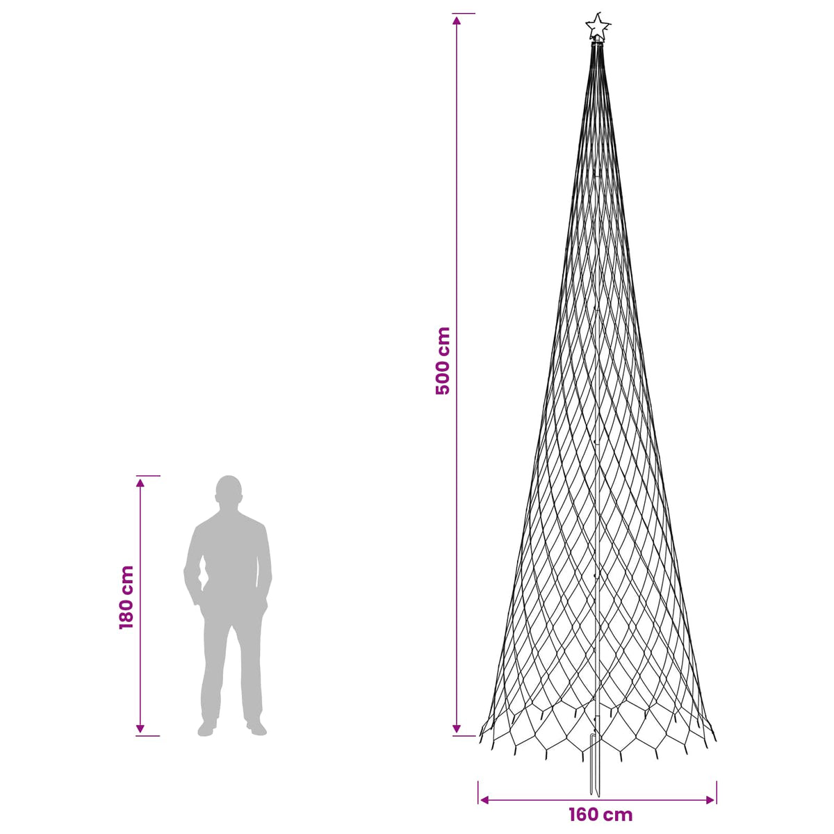LED Kalėdų medis 500 cm 550 LED Šalta balta Geležis Juoda