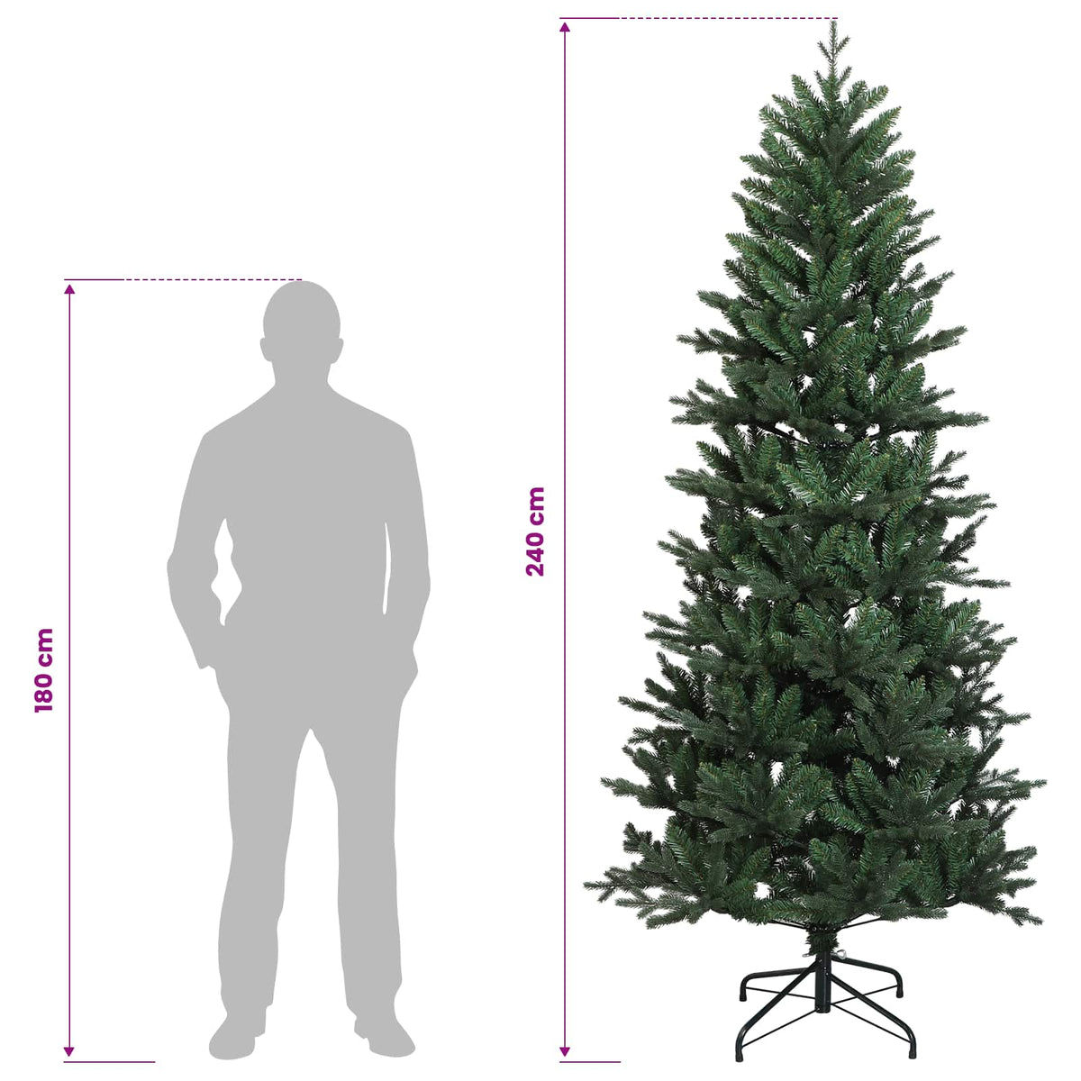 Dirbtinė Sulankstoma Kalėdų Eglutė 240 cm PVC ir PE Žalia