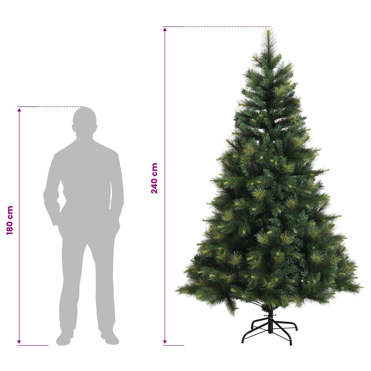 Dirbtinė Sulankstoma Kalėdų Eglutė 240 cm PVC ir metalas Žalia