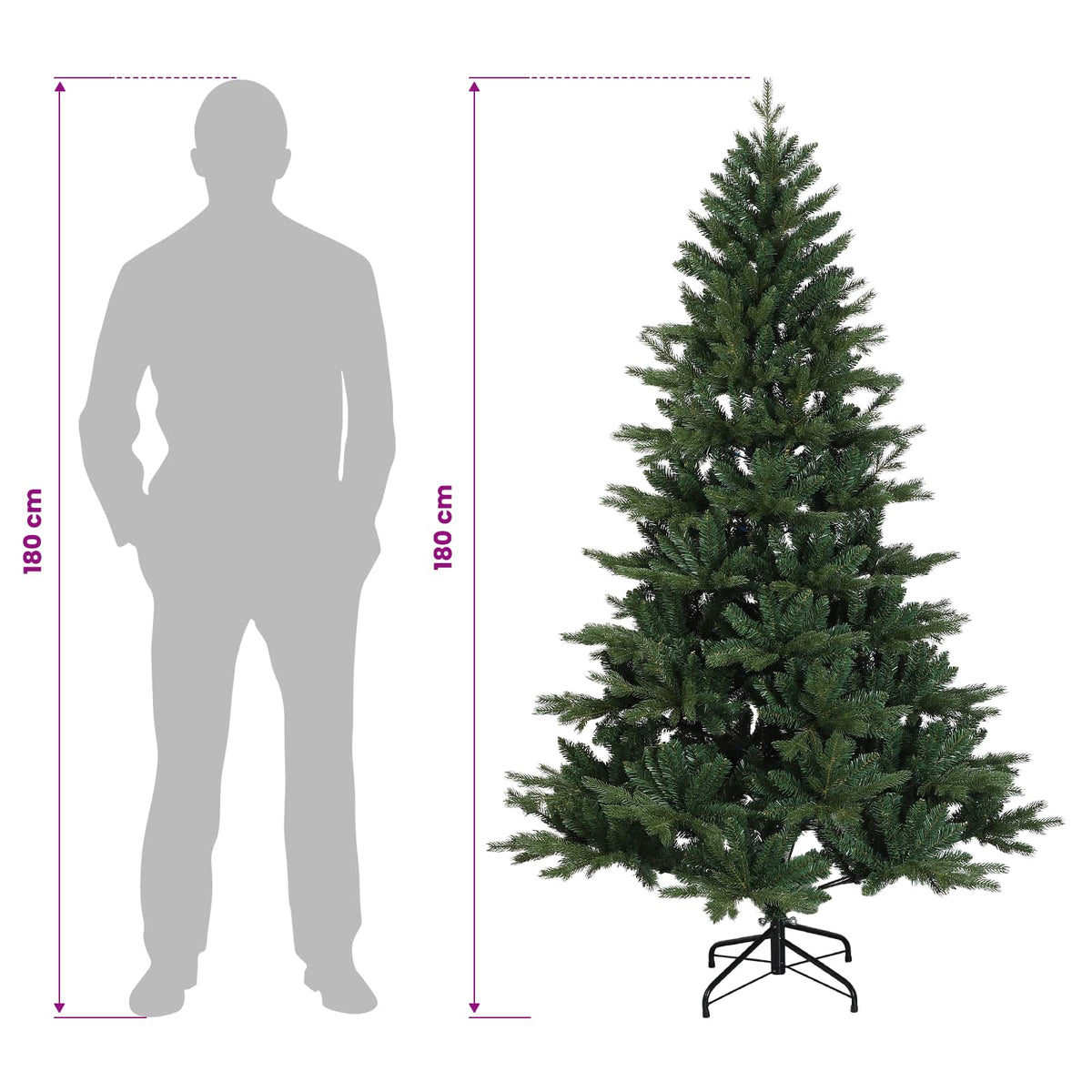 Dirbtinė Sulankstoma Kalėdų Eglutė 180 cm PVC ir metalas Žalia