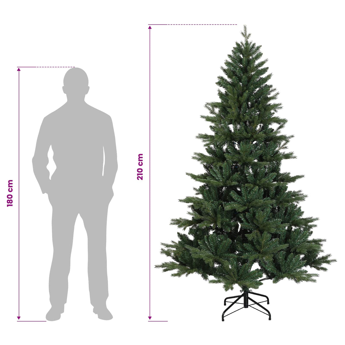 Dirbtinė Sulankstoma Kalėdų Eglutė 210 cm PVC ir metalas Žalia
