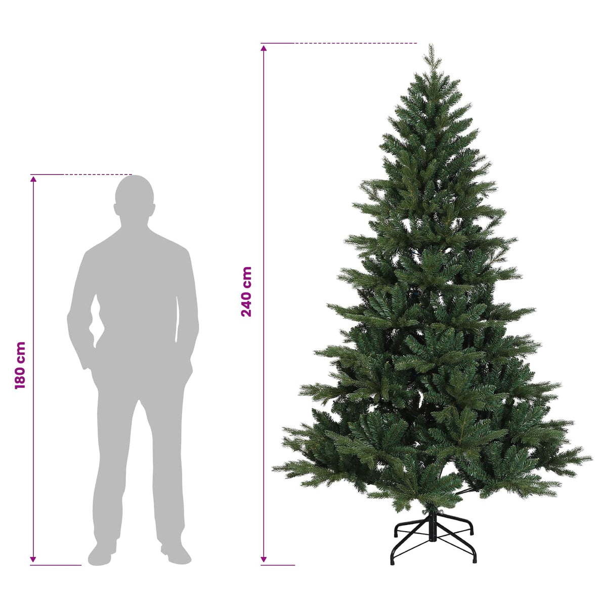 Dirbtinė Sulankstoma Kalėdų Eglutė 240 cm PVC ir metalas Žalia