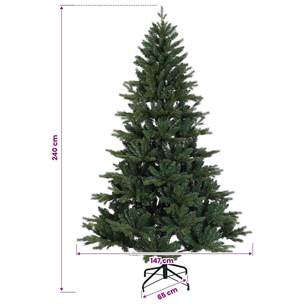 Dirbtinė Sulankstoma Kalėdų Eglutė 240 cm PVC ir metalas Žalia