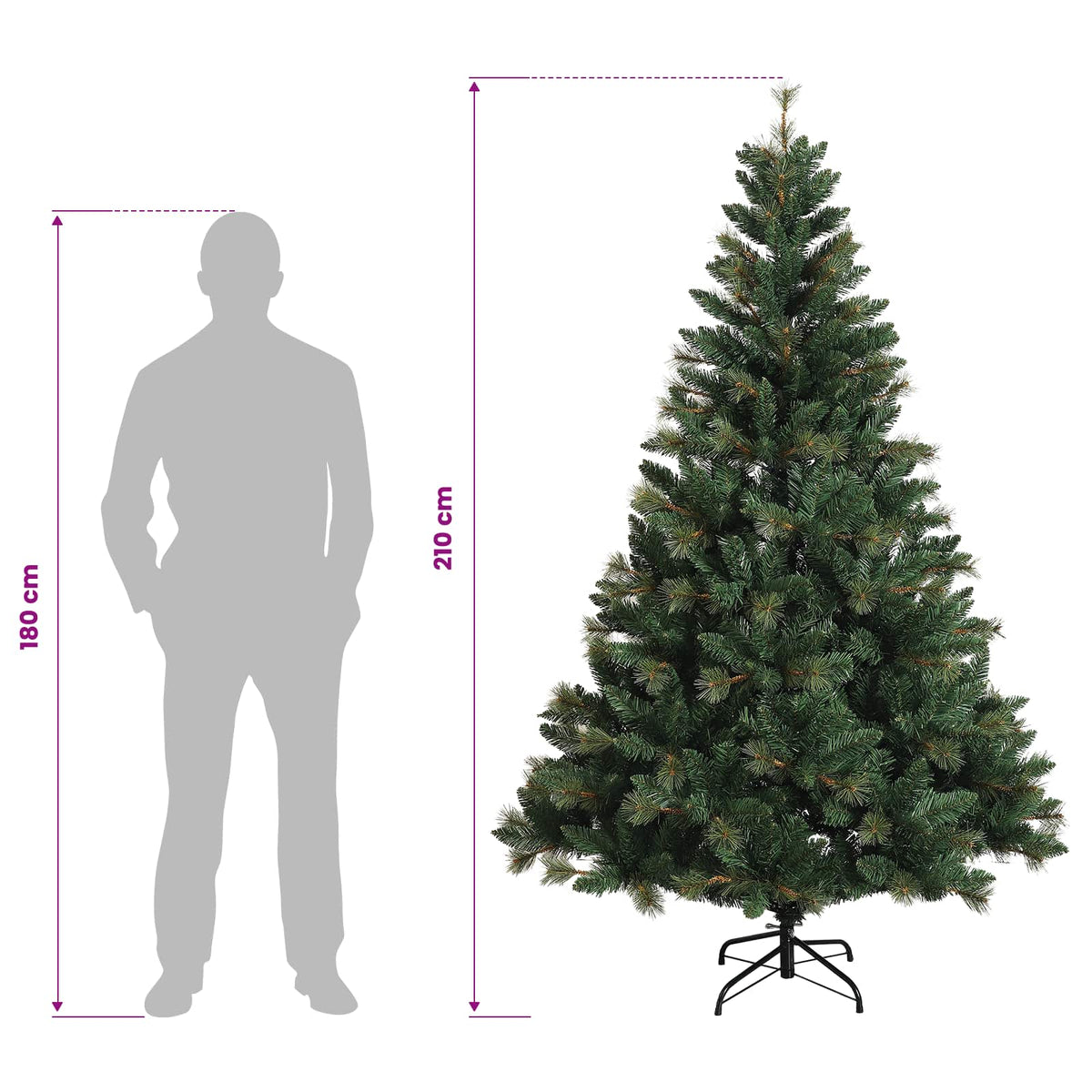 Dirbtinė Sulankstoma Kalėdų Eglutė 210 cm PVC ir metalas Žalia
