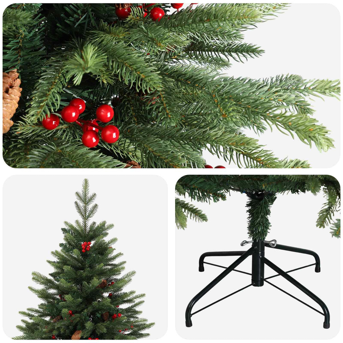 Dirbtinė Sulankstoma Kalėdų Eglutė 120 cm PVC ir metalas Žalia