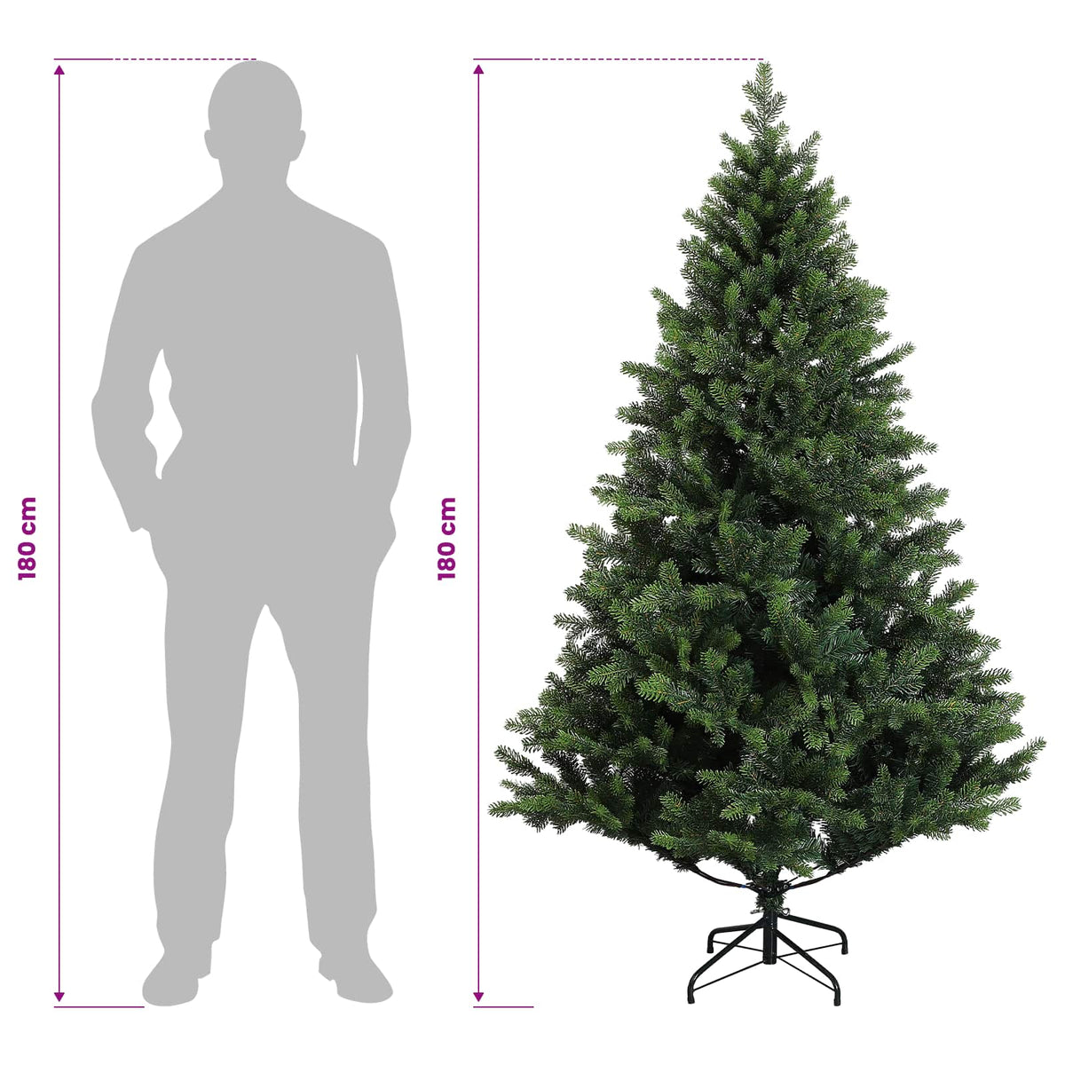 Dirbtinė Sulankstoma Kalėdų Eglutė 180 cm PVC ir metalas Žalia