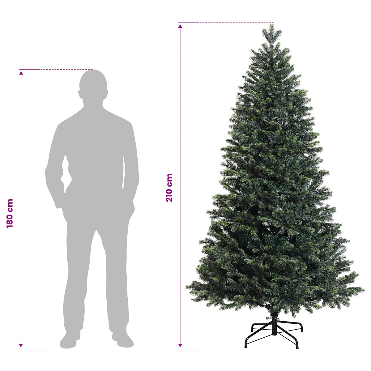Dirbtinė Sulankstoma Kalėdų Eglutė 210 cm PVC ir metalas Žalia