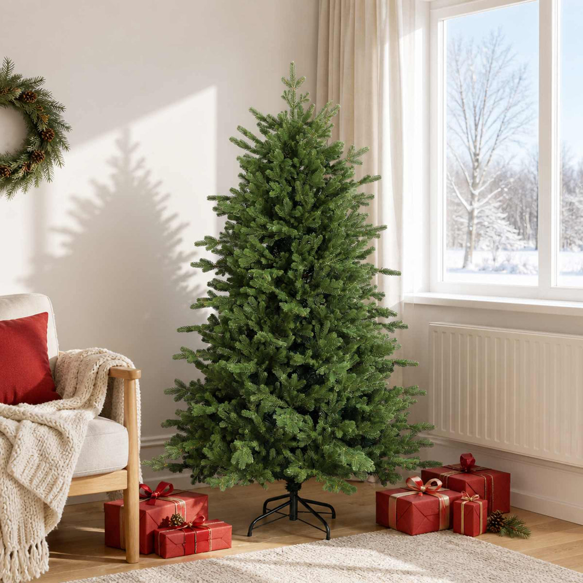 Dirbtinė Sulankstoma Kalėdų Eglutė 180 cm PVC ir metalas Žalia