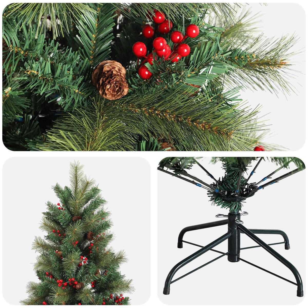 Dirbtinė Sulankstoma Kalėdų Eglutė 120 cm PVC ir metalas Žalia