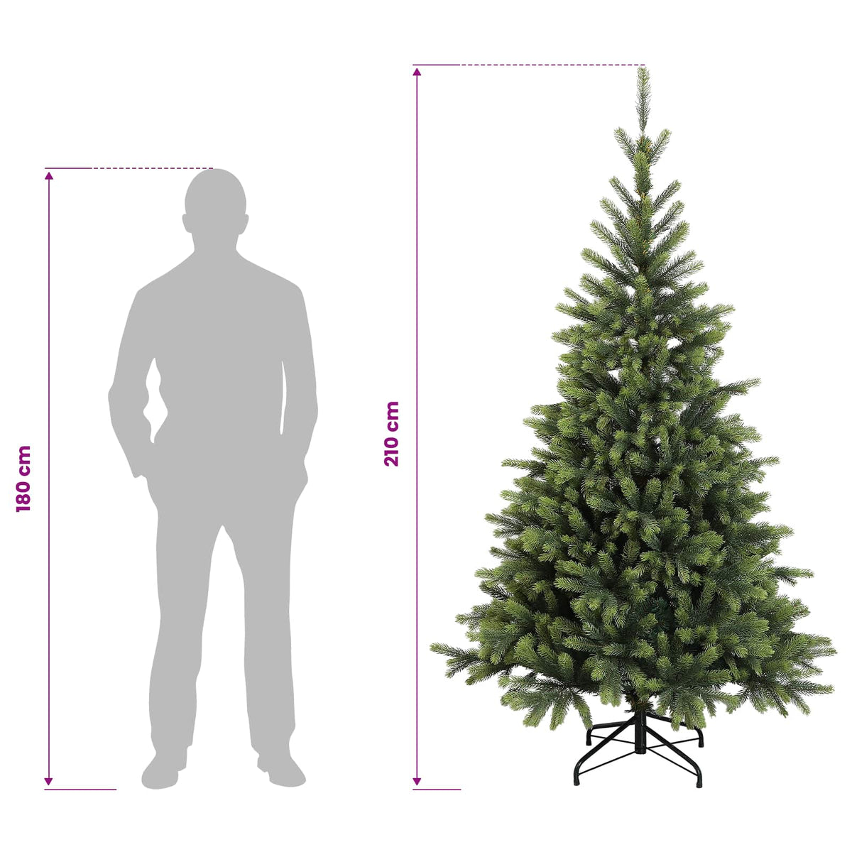 Dirbtinė Sulankstoma Kalėdų Eglutė 210 cm PVC ir metalas Žalia