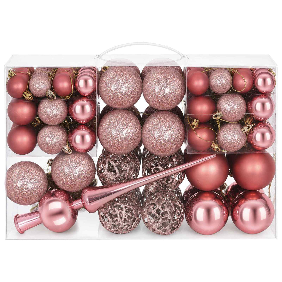 Kalėdų kamuoliukų rinkinys 111 vnt. Rožinė 6 cm Polystirenas