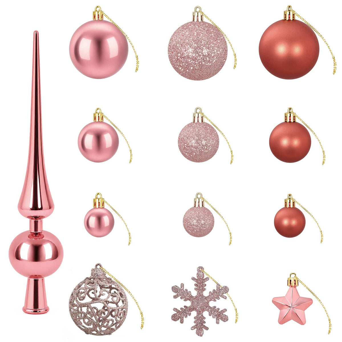 Kalėdų kamuoliukų rinkinys 111 vnt. Rožinė 6 cm Polystirenas